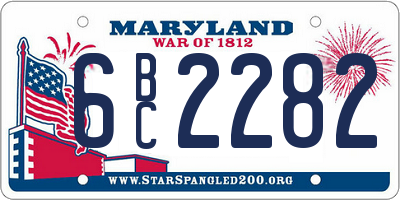 MD license plate 6BC2282
