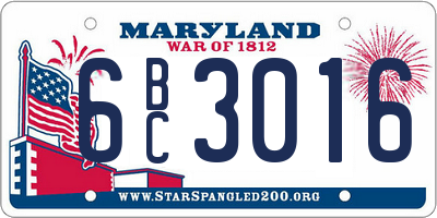 MD license plate 6BC3016