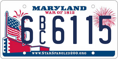 MD license plate 6BC6115