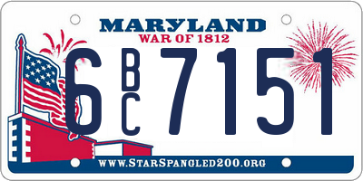 MD license plate 6BC7151