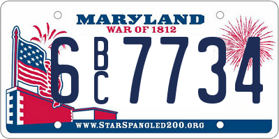 MD license plate 6BC7734
