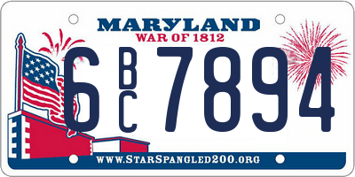 MD license plate 6BC7894