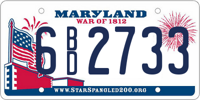 MD license plate 6BD2733