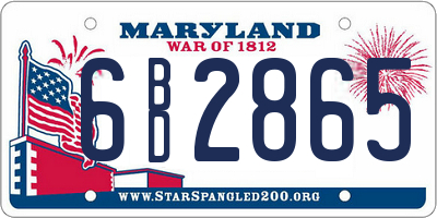 MD license plate 6BD2865