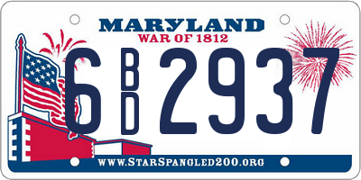 MD license plate 6BD2937