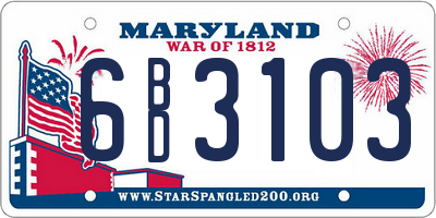 MD license plate 6BD3103