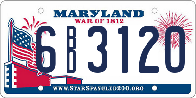 MD license plate 6BD3120