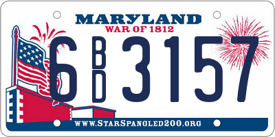 MD license plate 6BD3157