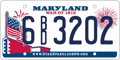 MD license plate 6BD3202