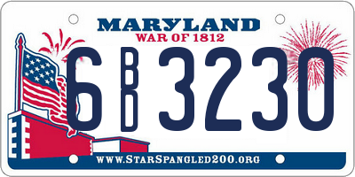 MD license plate 6BD3230