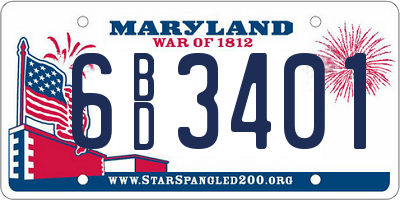 MD license plate 6BD3401