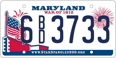 MD license plate 6BD3733