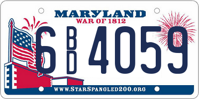 MD license plate 6BD4059