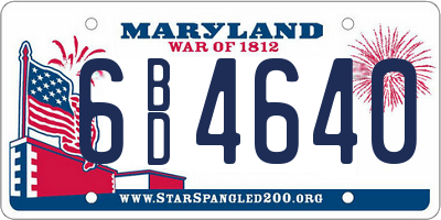 MD license plate 6BD4640