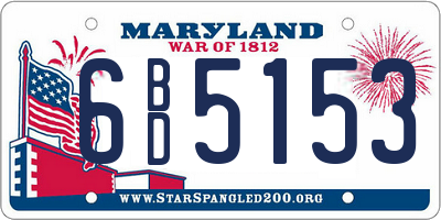 MD license plate 6BD5153
