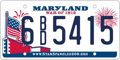 MD license plate 6BD5415