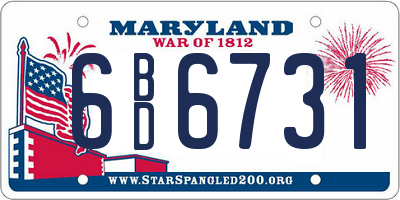 MD license plate 6BD6731