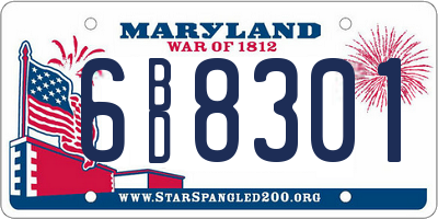 MD license plate 6BD8301