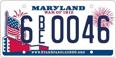 MD license plate 6BE0046