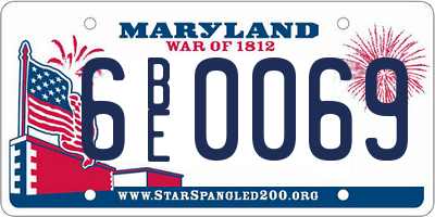 MD license plate 6BE0069