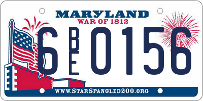 MD license plate 6BE0156