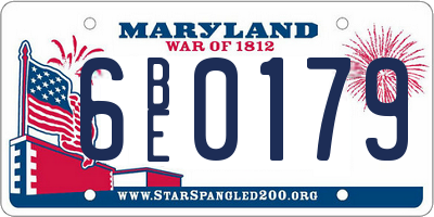 MD license plate 6BE0179