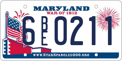 MD license plate 6BE0211