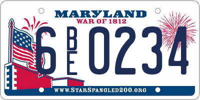 MD license plate 6BE0234