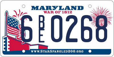 MD license plate 6BE0268