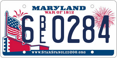 MD license plate 6BE0284