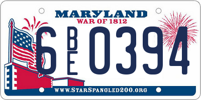 MD license plate 6BE0394