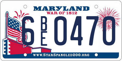 MD license plate 6BE0470