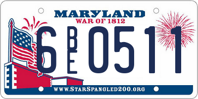 MD license plate 6BE0511
