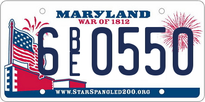 MD license plate 6BE0550
