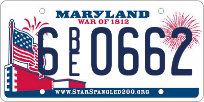 MD license plate 6BE0662