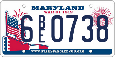 MD license plate 6BE0738