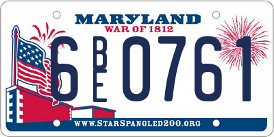 MD license plate 6BE0761
