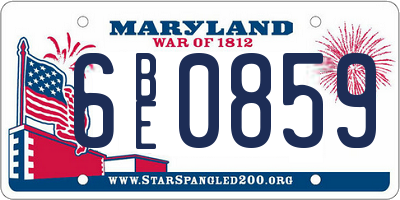 MD license plate 6BE0859