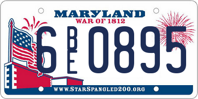 MD license plate 6BE0895