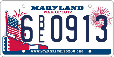 MD license plate 6BE0913