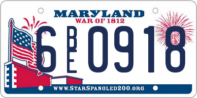 MD license plate 6BE0918
