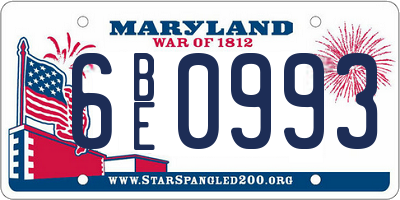 MD license plate 6BE0993