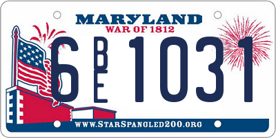 MD license plate 6BE1031