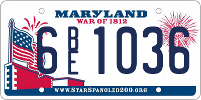 MD license plate 6BE1036