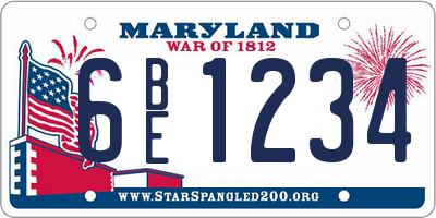 MD license plate 6BE1234