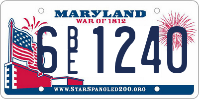 MD license plate 6BE1240