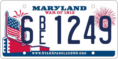 MD license plate 6BE1249