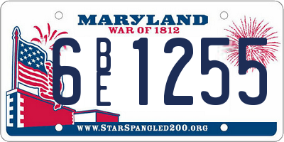 MD license plate 6BE1255