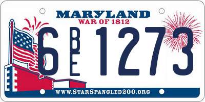MD license plate 6BE1273