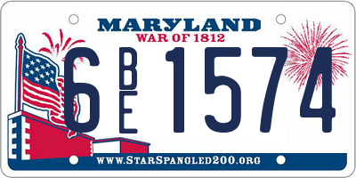 MD license plate 6BE1574